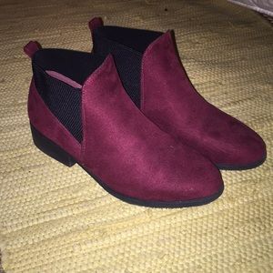 Burgundy booties